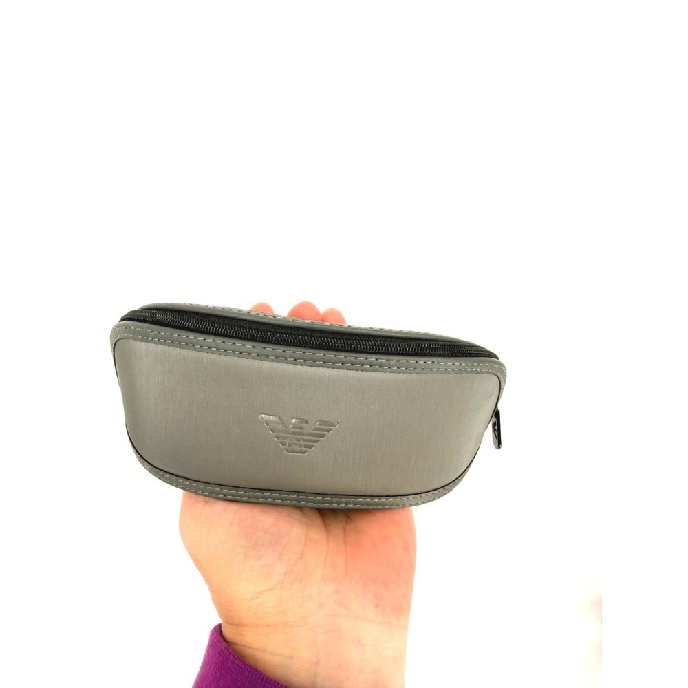 Emporio Armani Sunglasses Case OS Grey Zip Hardshell‎ Logo Minimalist Gorpcore